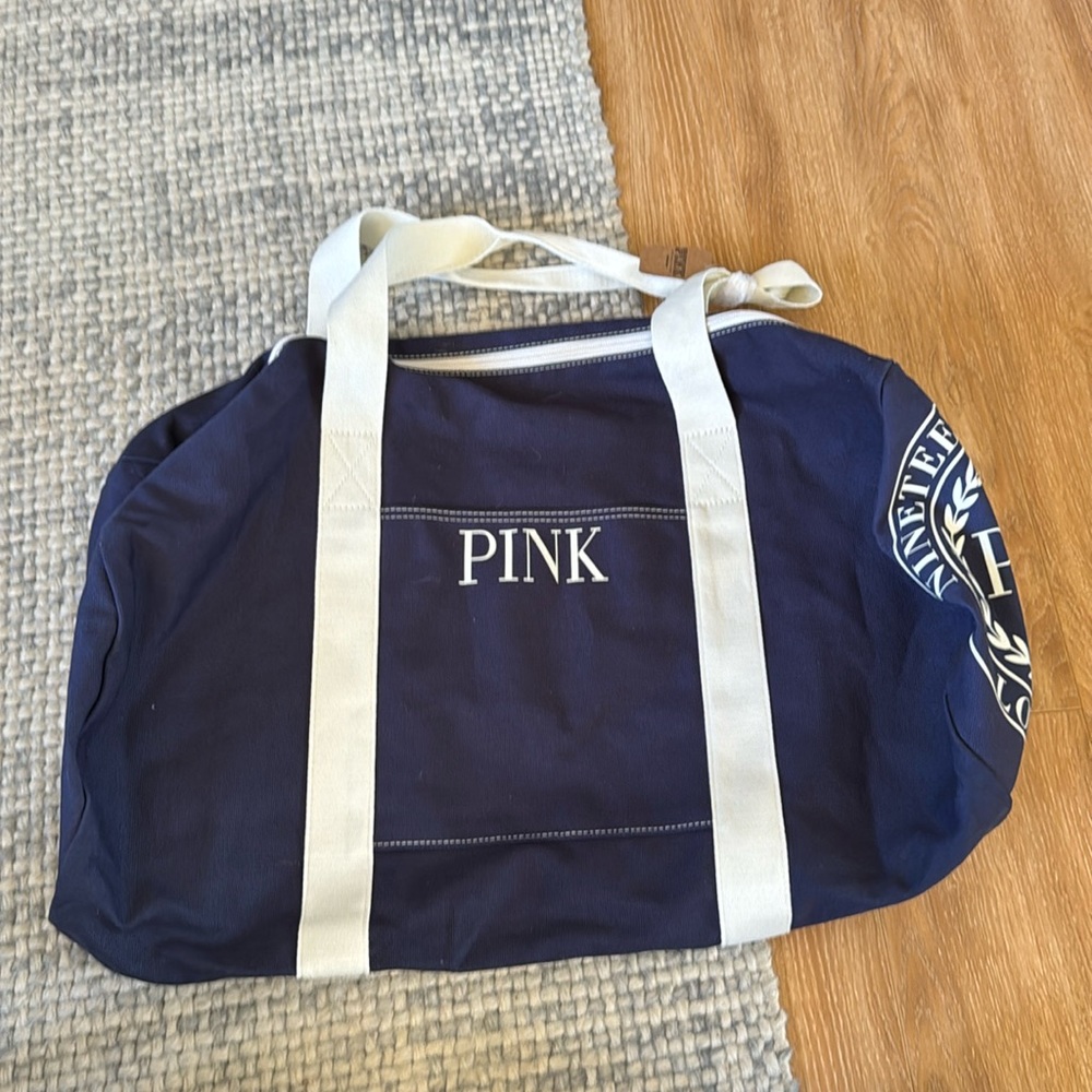 Victoria Secret Pink Duffle Bag in Blue/White New